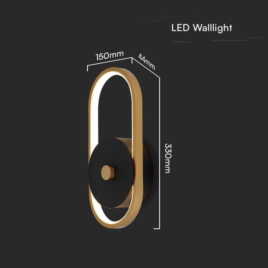 V-TAC Lampada LED da Muro 15W in Metallo Colore Nero + Ottone Antico 4000K IP54 V-TAC Lampada LED da Muro 15W in Metallo Colore Nero + Ottone Antico 4000K IP54